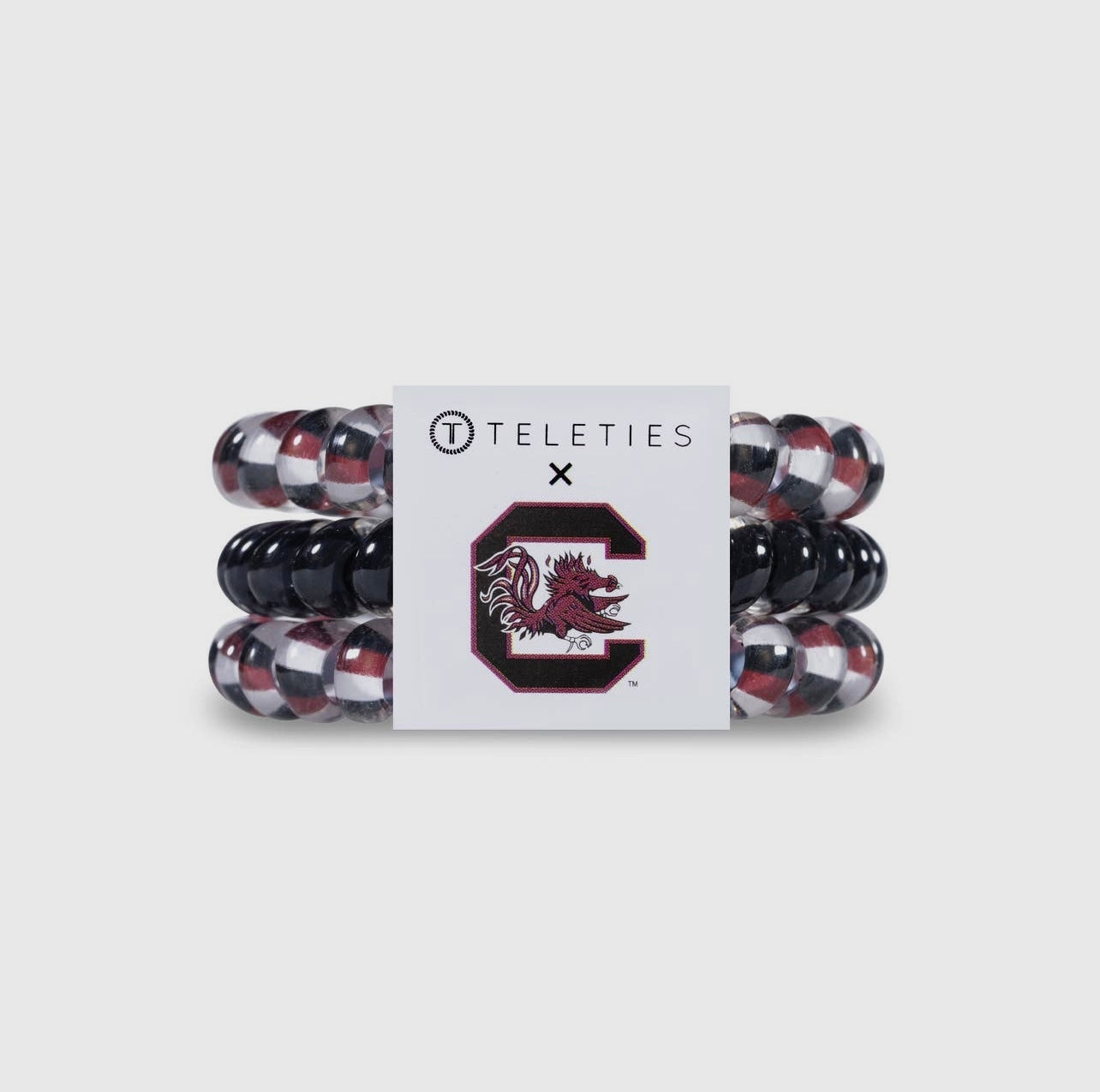 3-pack of University of South Carolina Collegiate Teleties with garnet and black.