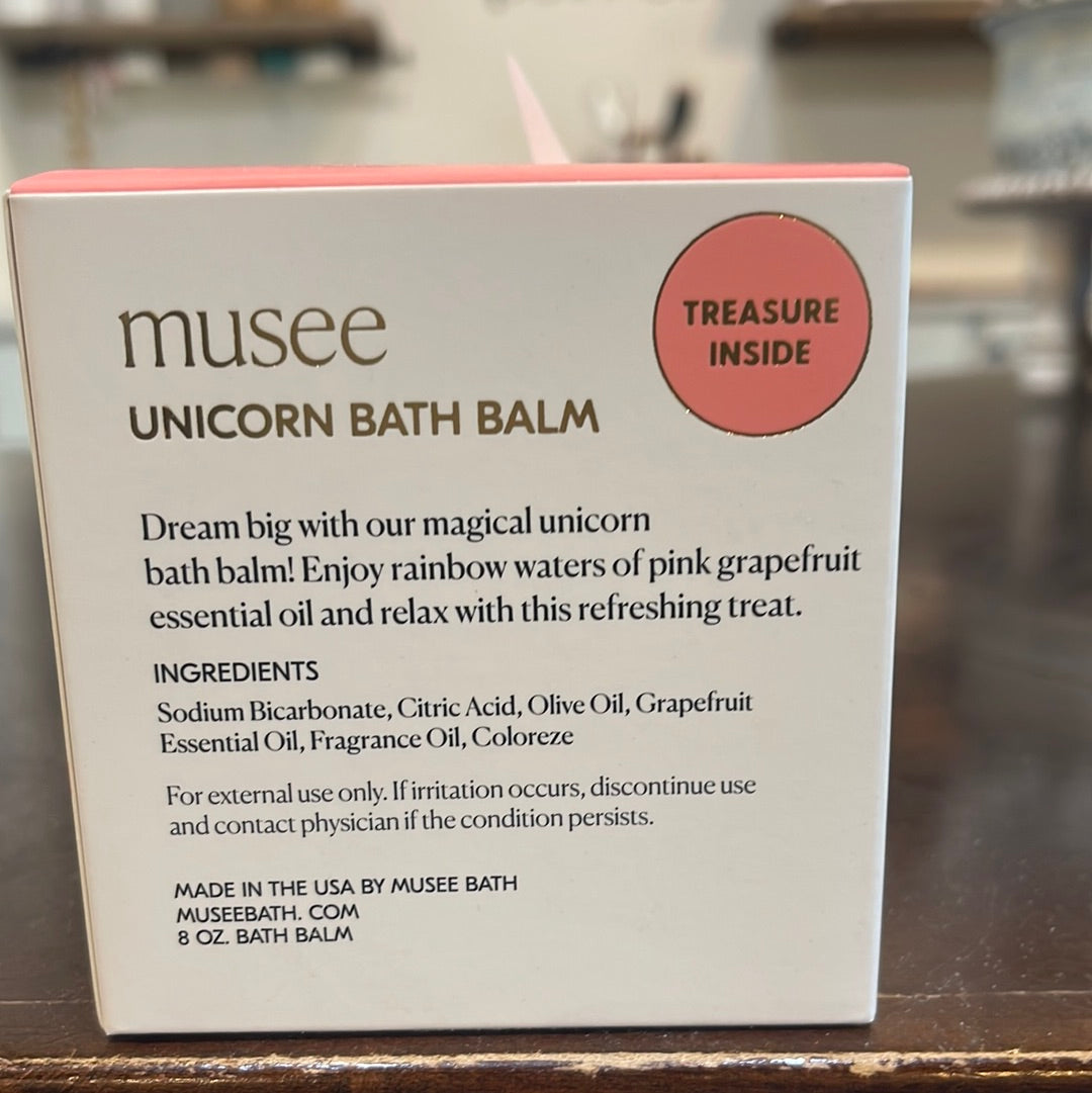 Pink unicorn Musee boxed bath balm.