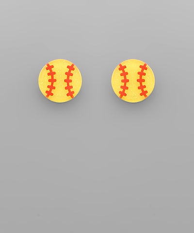 Softball acrylic stud earrings.
