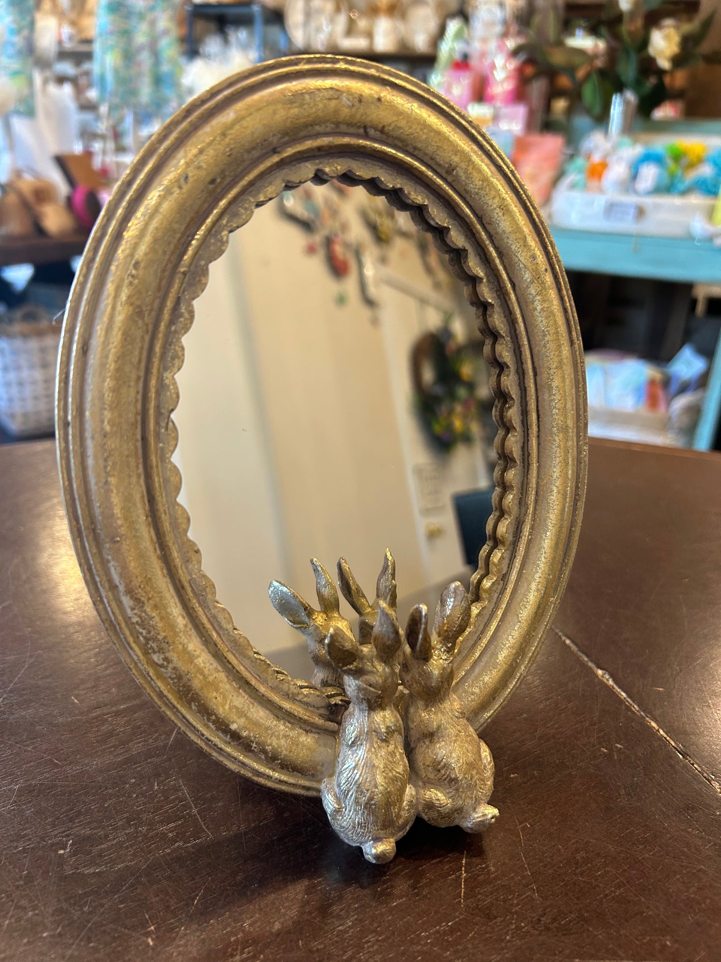 8” Gold Rabbits Mirror