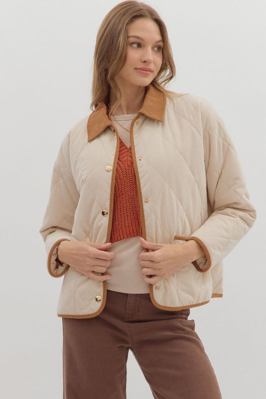 Diamond Quilted Ecru Jacket