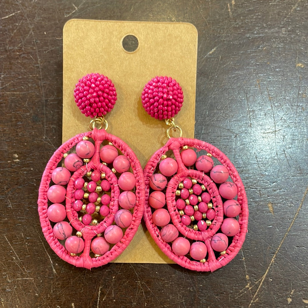 Marble Beaded Woven Earrings
