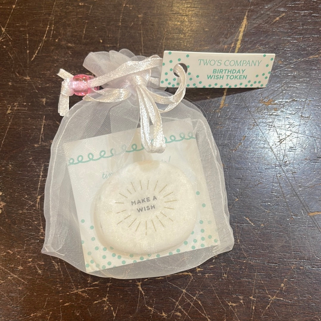"Make a wish" birthday wish token in small drawstring giftbag.