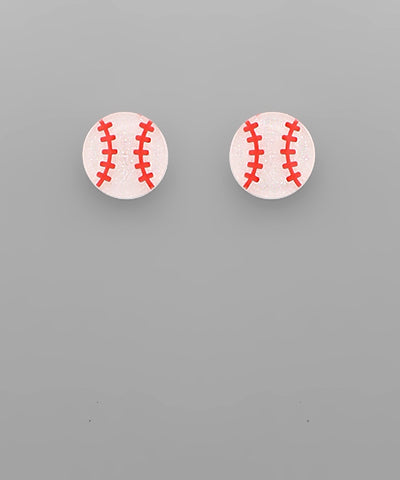 Baseball acrylic stud earrings.