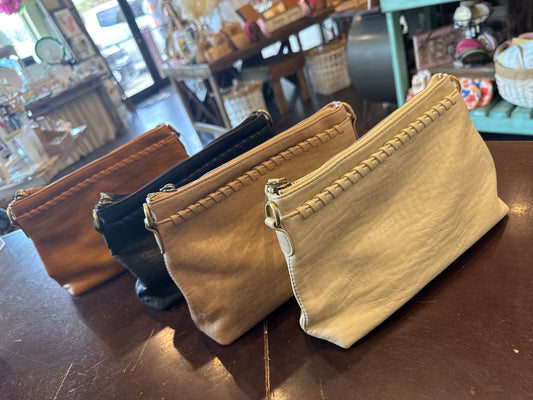 Joy Susan Oakley Whipstitch Topzip Wristlet/Crossbody