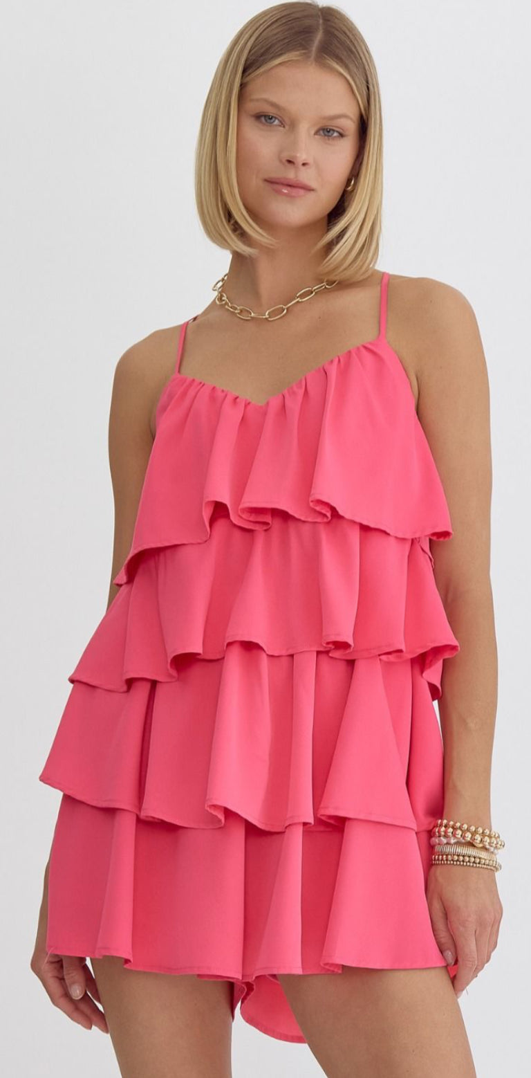 Spaghetti Strap Tiered Romper