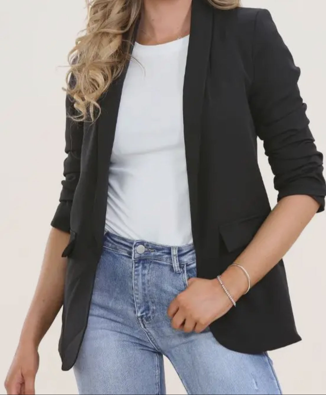 Oversized Rouched Sleeve Blazer