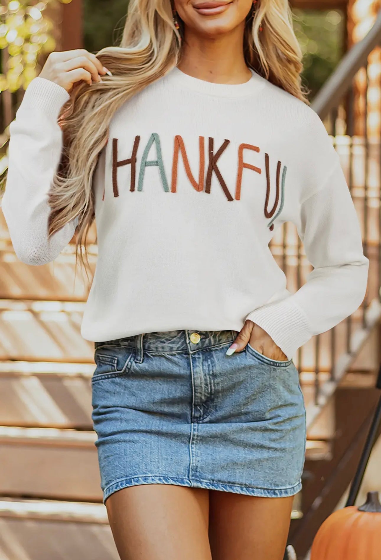 Multi Color “Thankful” Sweater