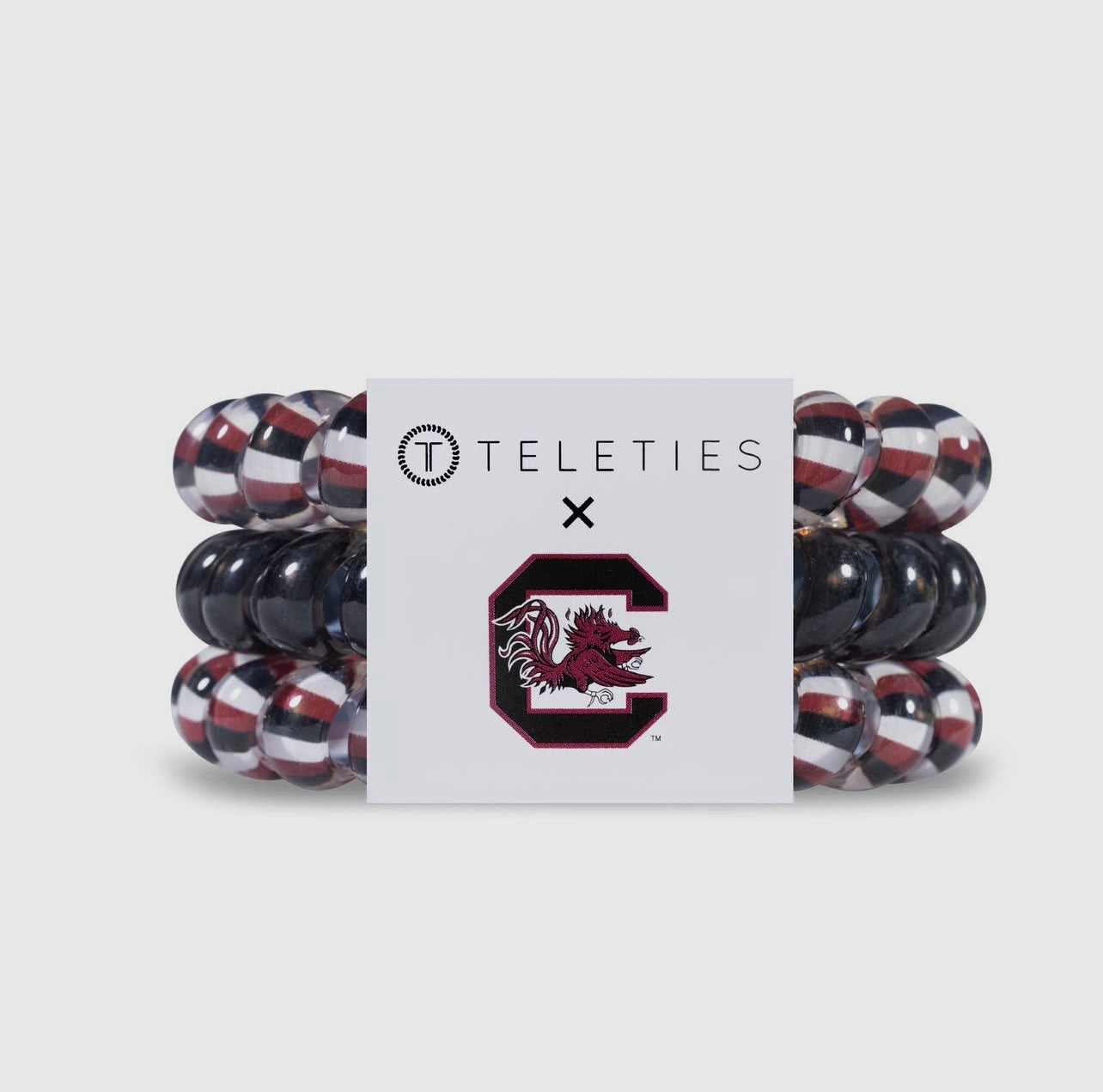3-pack of University of South Carolina Collegiate Teleties with garnet and black.