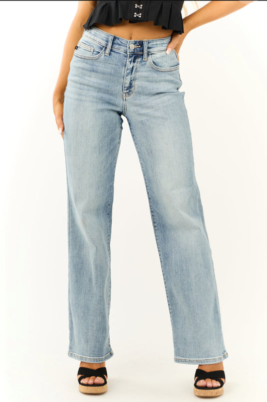Judy Blue High Waist Light Wash Straight