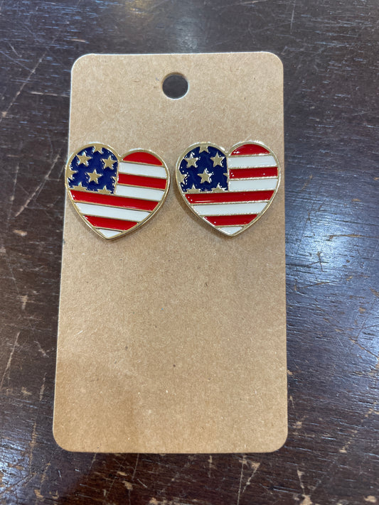 USA Flag Heart Earrings