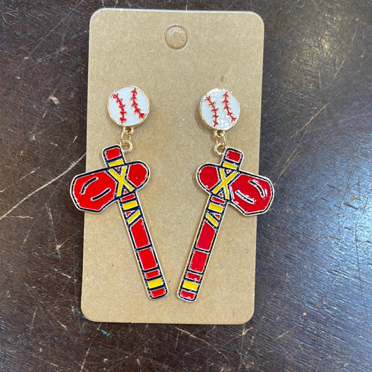 Tomahawk Baseball Earrings