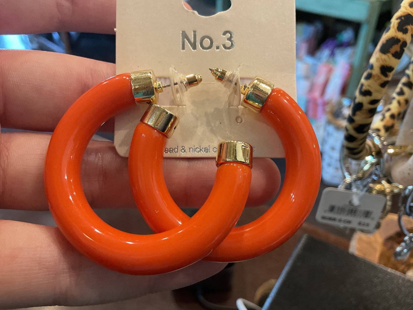 Capped Acrylic Open Hoop Earrings