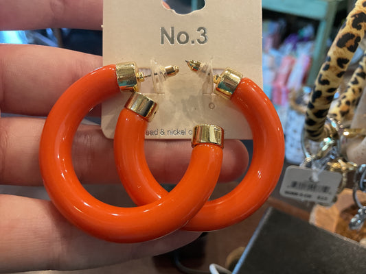 Capped Acrylic Open Hoop Earrings