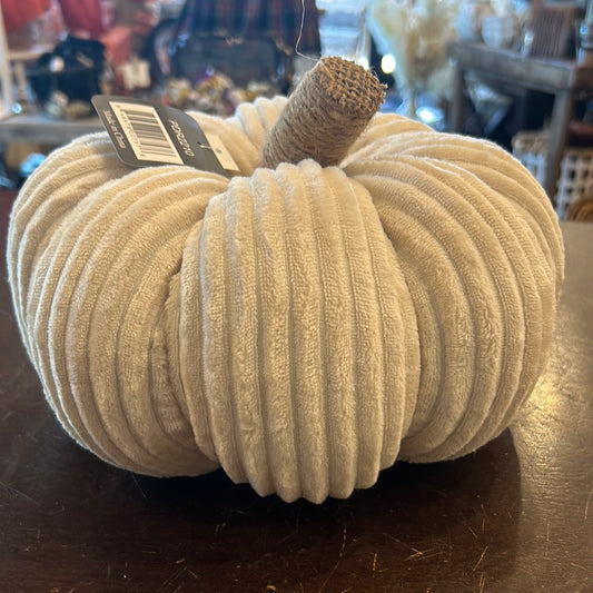 9” Beige Velvet Pumpkin