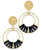 Gold Circle Earrings with black.