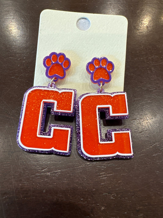 Clemson Logo Acrylic Drop Earrings