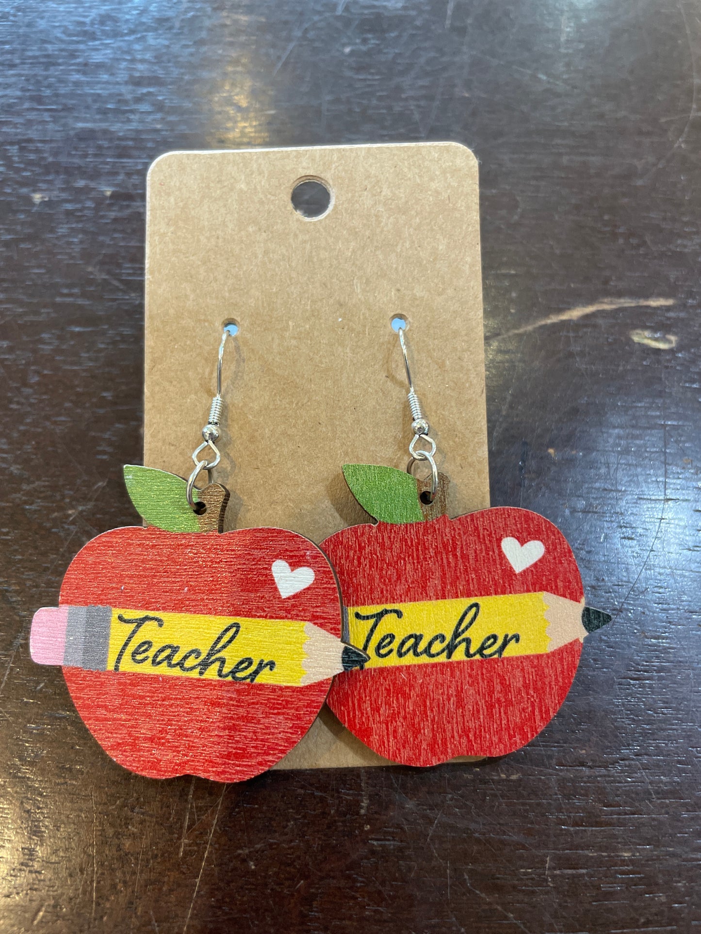 " Teacher " Apple & Pencil Earrings