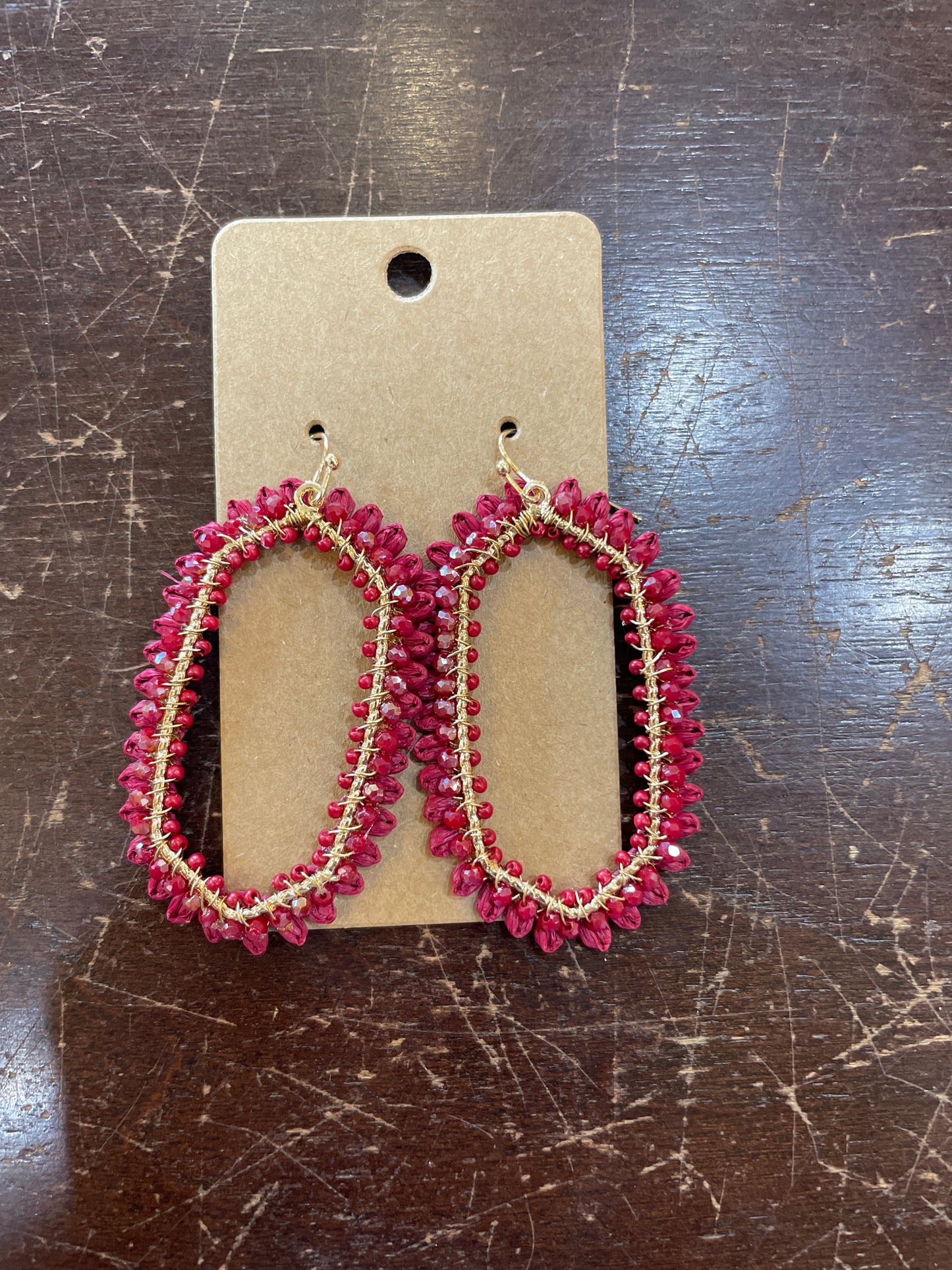 Beaded Open Hexagon Earrings