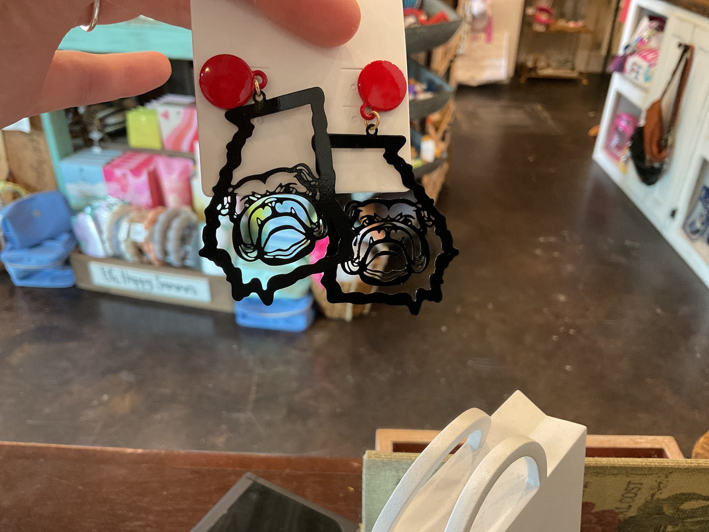 Metal Cutout Georgia Bulldog Earrings