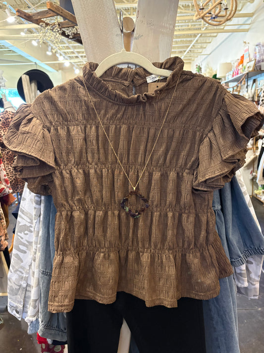 Ruched Mocha Top