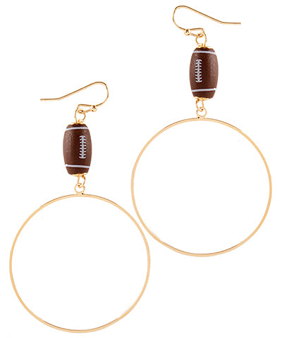 Football gold hoop earrings.