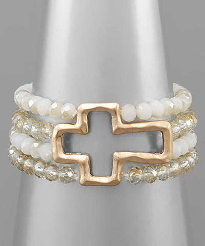 Cross Glass Bead Bracelet