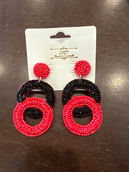 Game Day Bead Double Circle Earrings