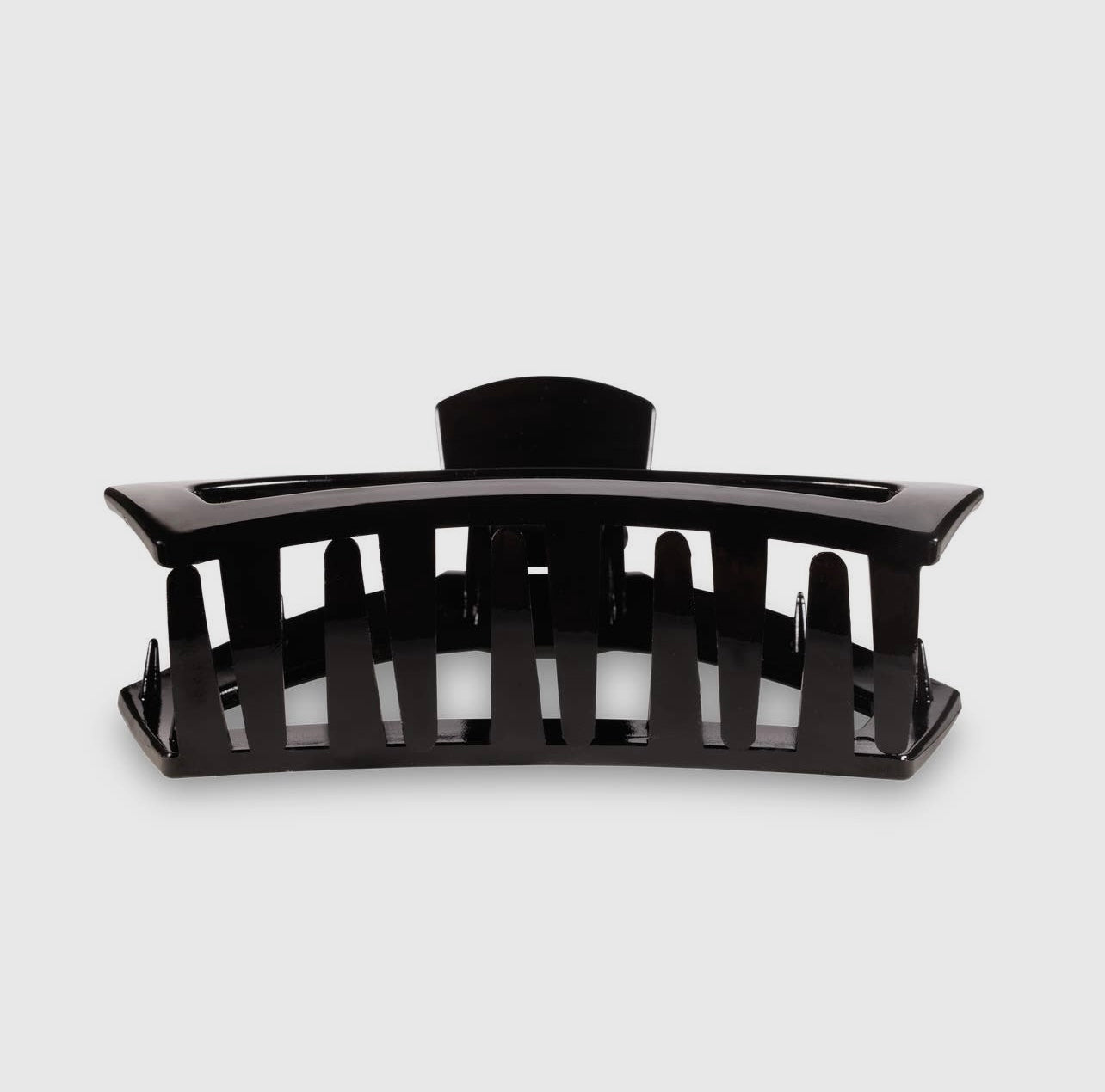 Jet black teletie open claw clip.