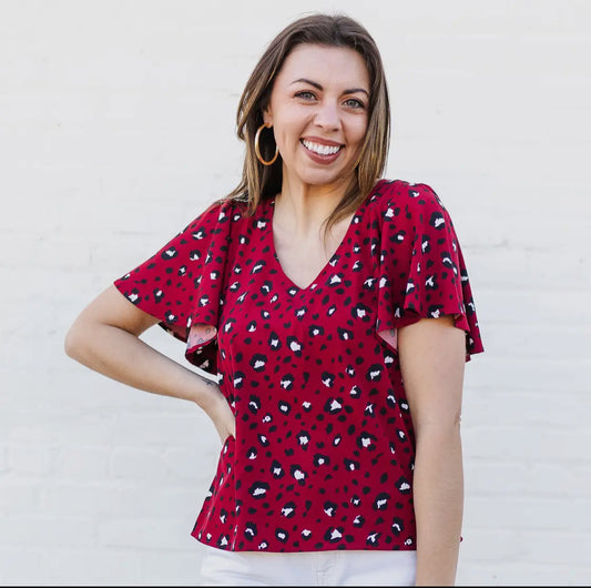 Top Paisley Party Animal Garnet and Black