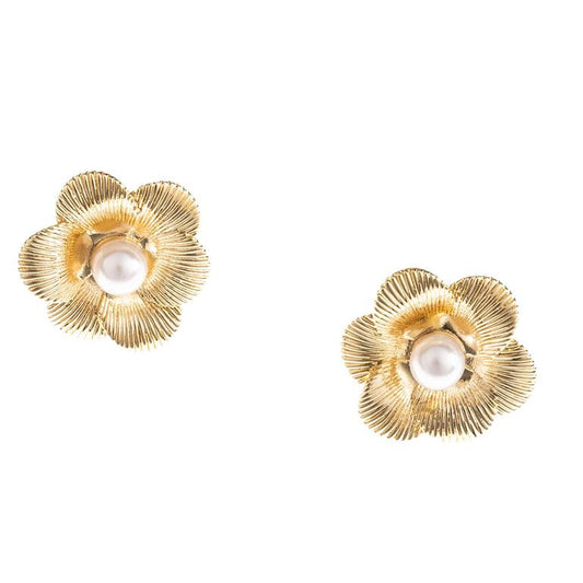 Gia Flower Pearl Earrings
