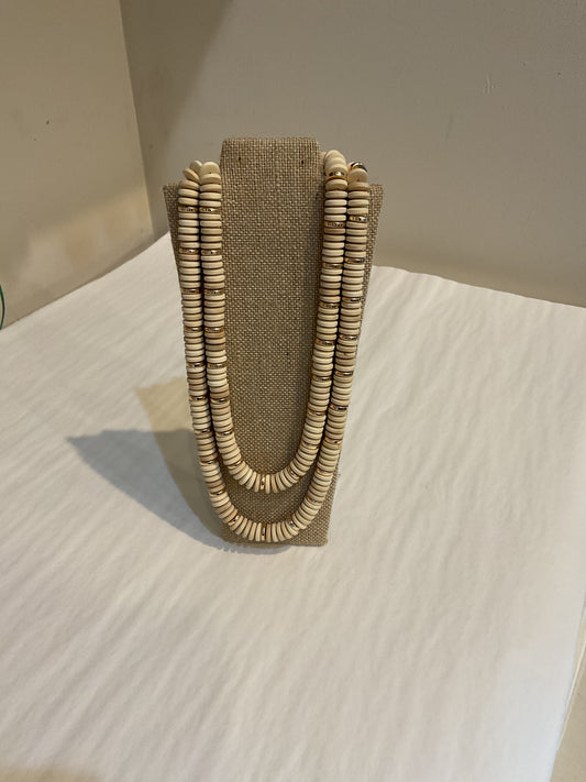 Canvas Channing 2-Row Wood Layered Necklace in Natural