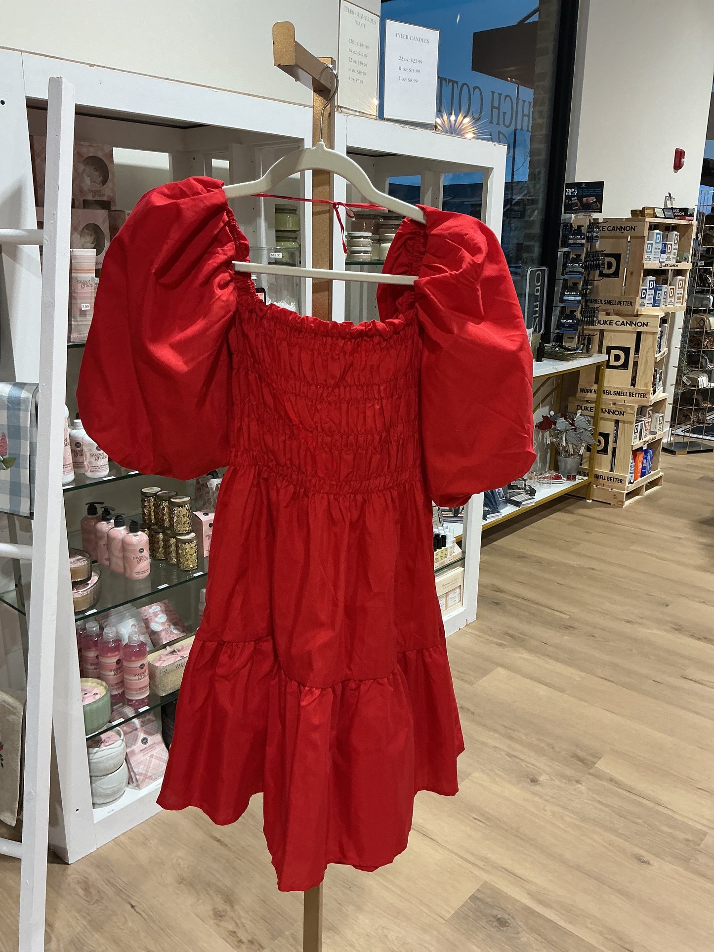 Puff Sleeves Smocked Top Poplin Dress