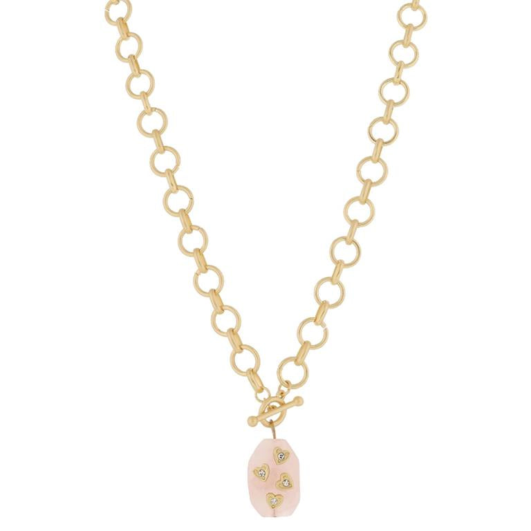 Rose Quartz Stone Heart Necklace