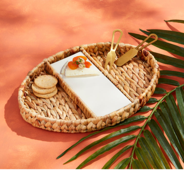 Woven Oval Serving Tray Set