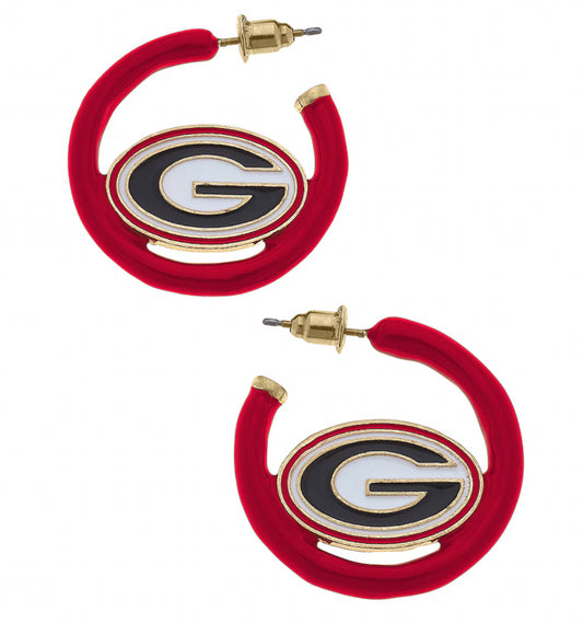 Georgia Bulldogs Enamel Hoop Earrings