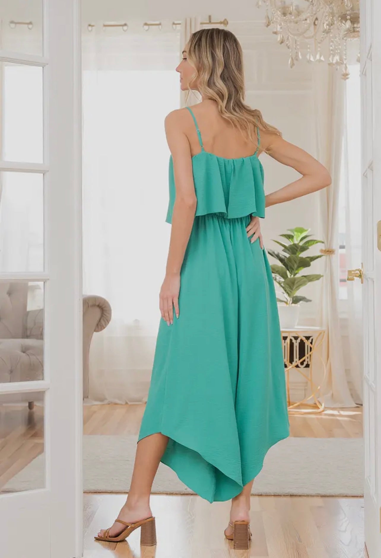 Solid Jumpsuit Ruffled Tank