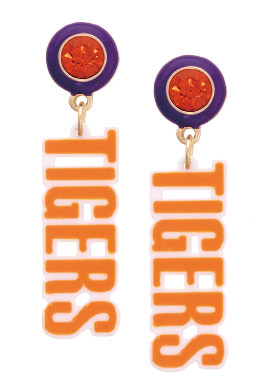 Clemson Tigers Block Letter Earrings