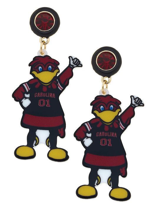 South Carolina Cocky Gamecock Mascot Earrings