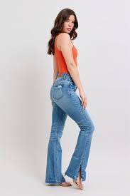 Judy Blue HW Tummy Control Vintage Wash Side Slit Slim Boot