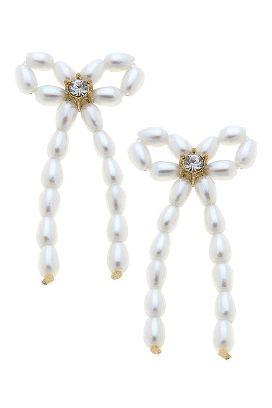 Canvas Kristin Freshwater Pearl Bow Earrings in Ivory