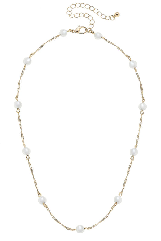 Canvas Audrey Pearl Necklace in Ivory and Shiny Gold