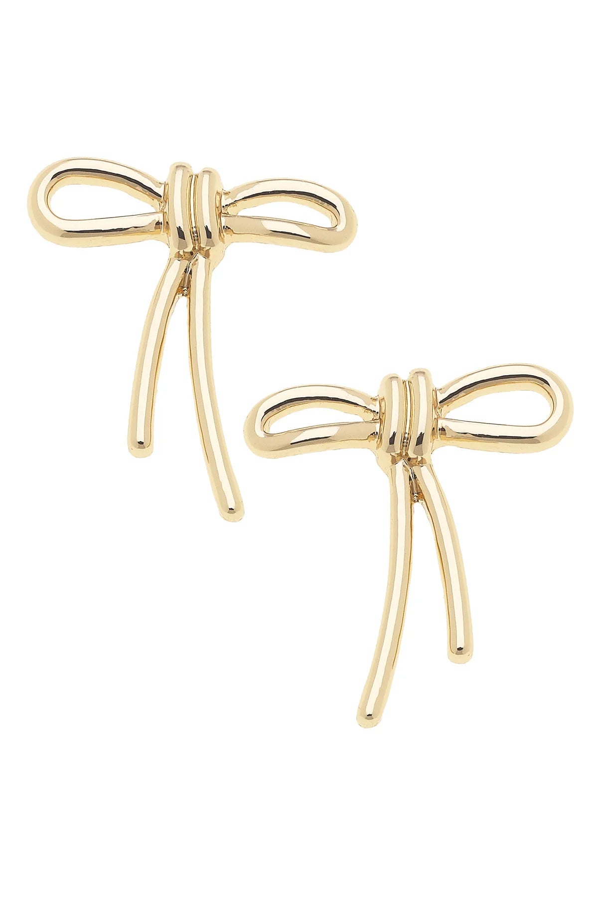 Canvas Molly Lopsided Bow Stud Earrings in Shiny Gold