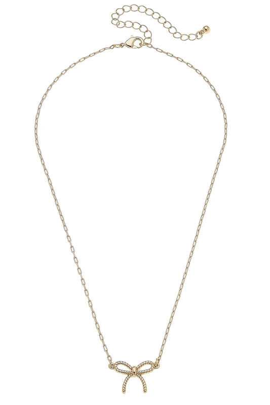 Canvas Bessie Rope Bow Necklace in Shiny Gold