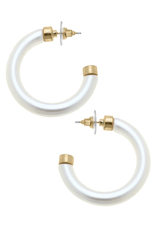Canvas Hilary Resin Hollow Hoop Earrings in White