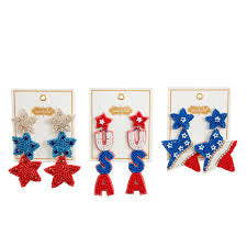 4th Of July Beaded Earrings