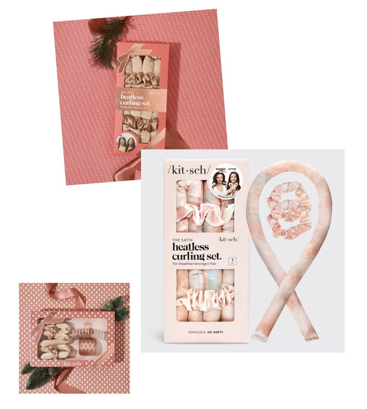 Kitsch heatless curling set in pink packaging.