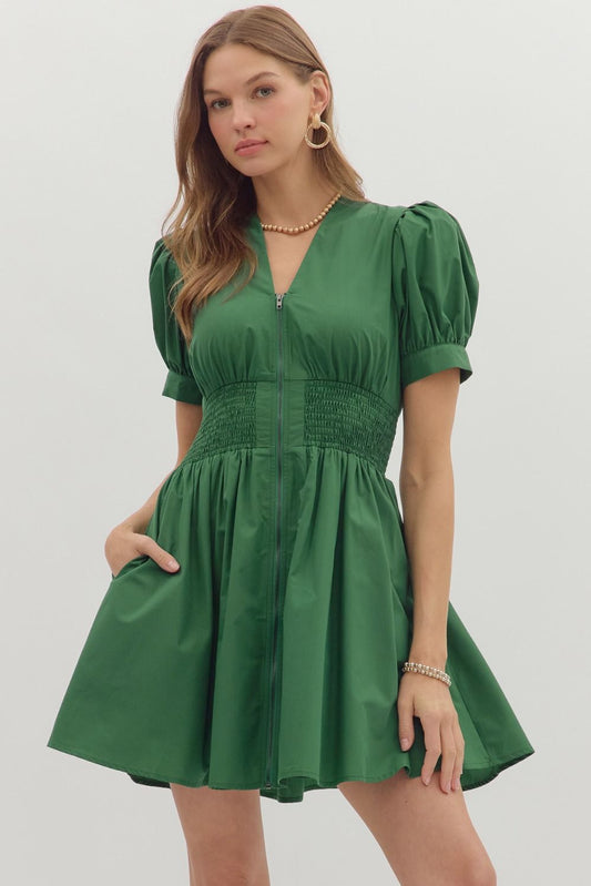 Front-zip Mini Dress