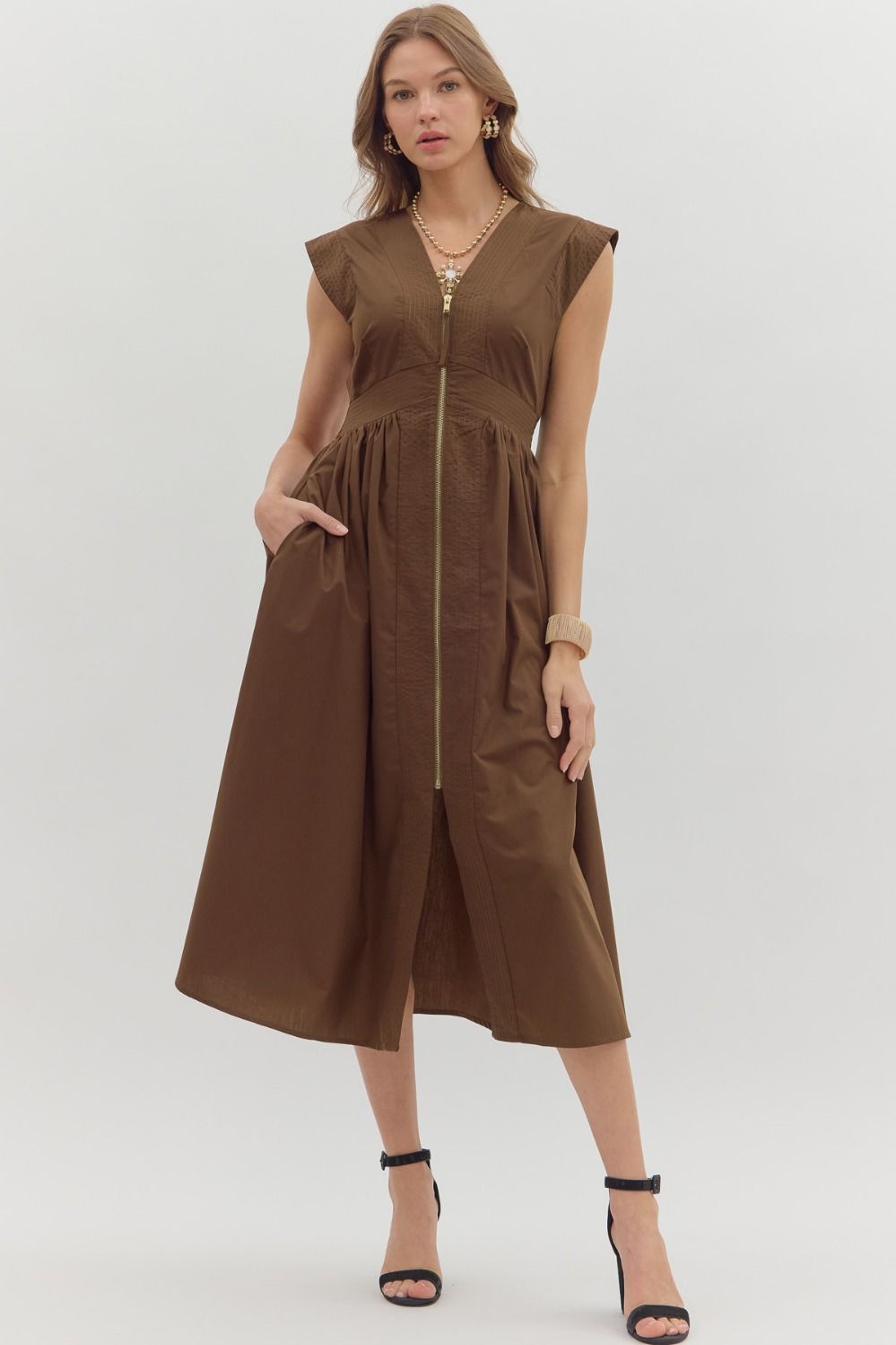 Front-zip Cap Sleeve