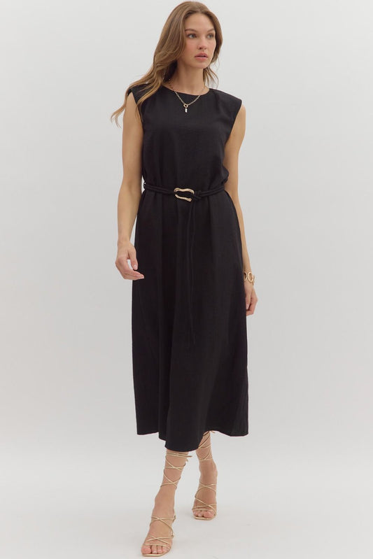 Gold Buckle Midi Dress